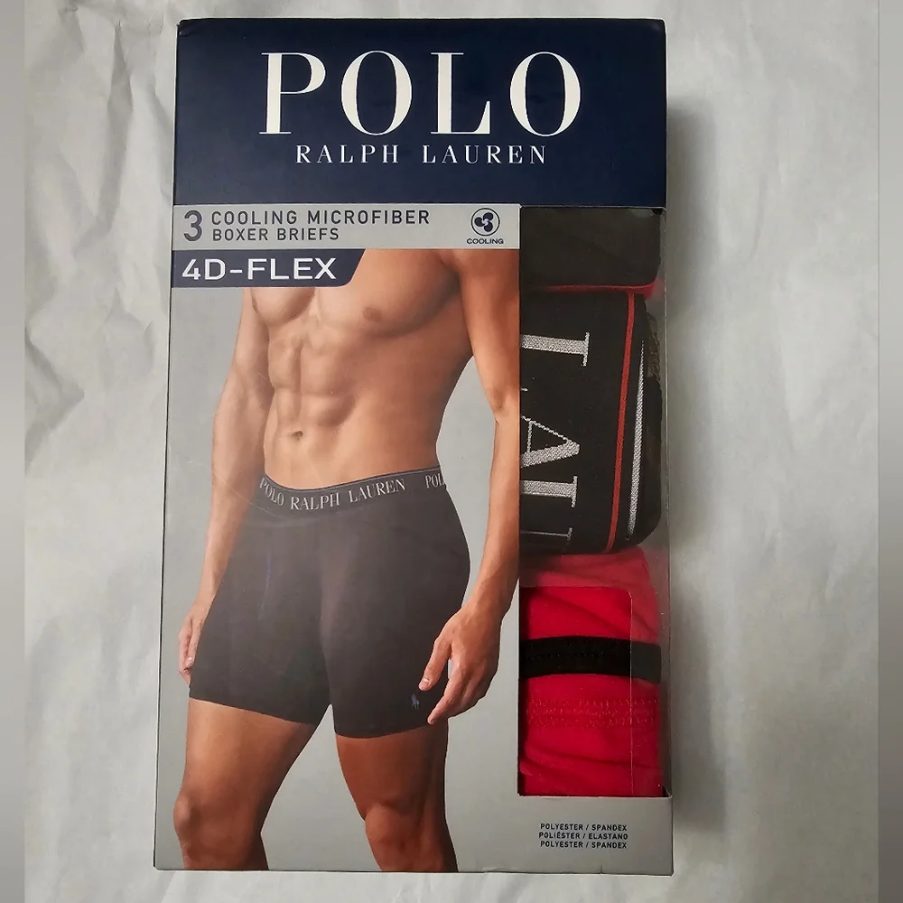 Polo Ralph Lauren Men's 3 Pack 4D-Flex Microfiber Briefs Black Camo Red New